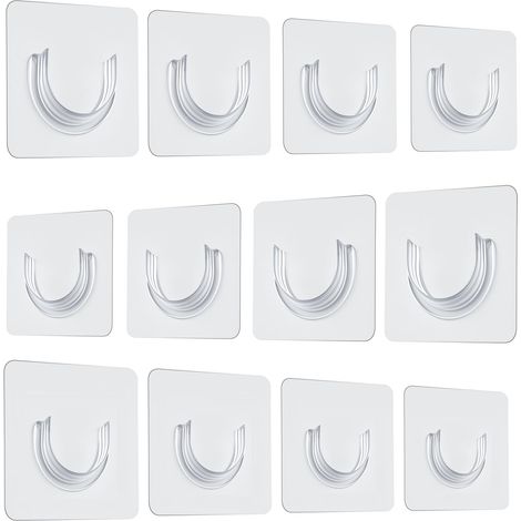 Set di 12 supporti adesivi per asta di tenda da doccia, non richiedono foratura, da fissare alla parete per armadio, cucina, bagno