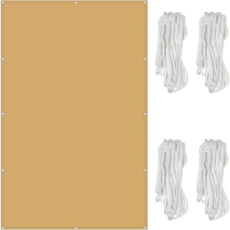 Sonnensegel, rechteckig, 2 x 3 m, wasserdicht, 98 % UV-Schutz, mit 1,5 m Seilen für den Außenbereich, Garten, Terrasse, cremefarben