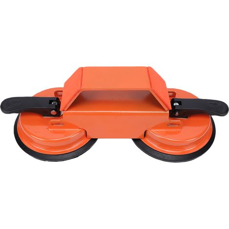 Outil de fixation d'écart de sol, outil de réparation robuste à double ventouse avec surface de frappe à 45 ° pour sols stratifiés et PVC, doubles tasses orange (1/5)
