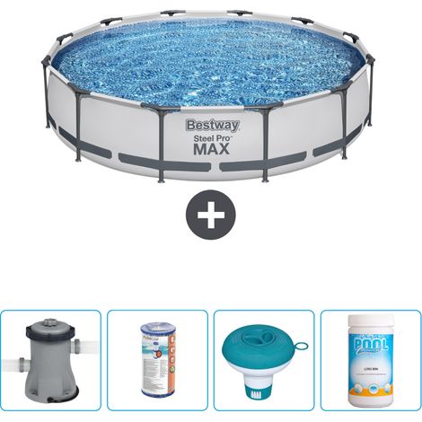 Piscine Bestway Ronde Steel Pro MAX - 366 x 76 cm - Grise - Comprend des Accessoires CB53 (1/4)