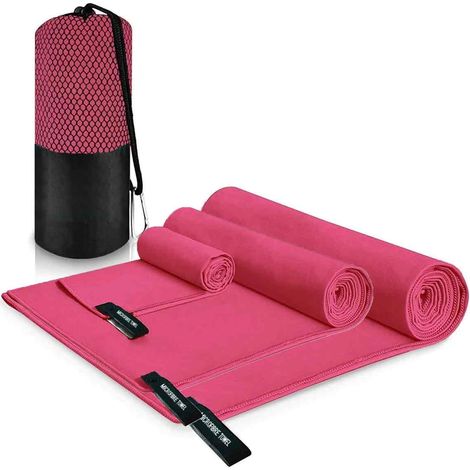 2 ou 3 pièces Serviette en microfibre, séchage rapide, avec sac de transport, pour sport, voyage, plage (1/5)