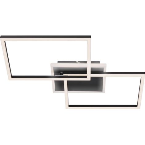 Plafonnier LED dimmable, avec télécommande, commande de la température de couleur, fonction veilleuse et minuteur, 40 W, noir, 500x388x80 mm (LxlxH) (1/3)