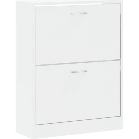 Zapatero mueble para entrada pasillo y salón acabado brillante 63 x 24 x 81 cm madera de ingeniería blanca 020021312 (1/5)
