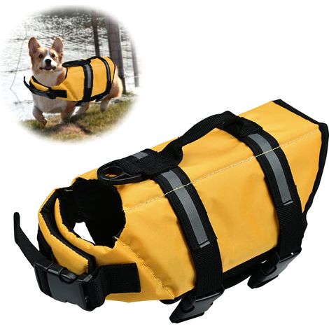 Veste flottante pour chien ajustable réfléchissante avec poignée pour natation et surf sécurité aquatique (1/5)