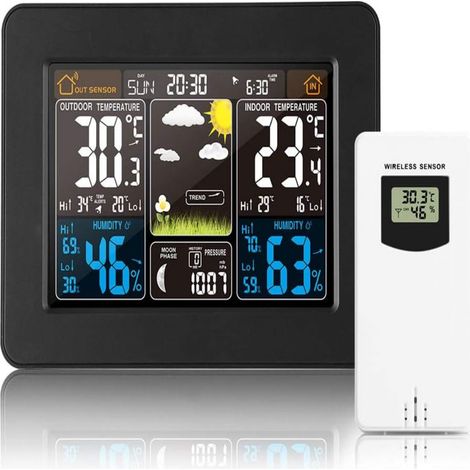 Station Météo - Sans Fil - Intérieur Et Extérieur - Capteur Externe - Portée 60 M - Noir