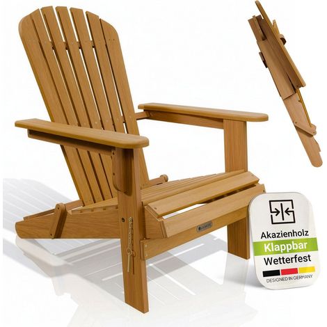 Juskys® Garten Liegestuhl Korfu – aus Akazienholz, klappbar, 85x69x94 cm, natur, geölt, Gartenstuhl, Sonnenliege