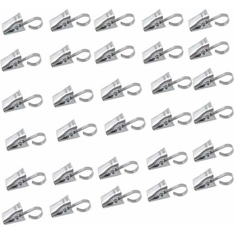 Lot de crochets en acier inoxydable avec clip pour rideau de douche, décoration de la maison, argent. 50 (1/5)