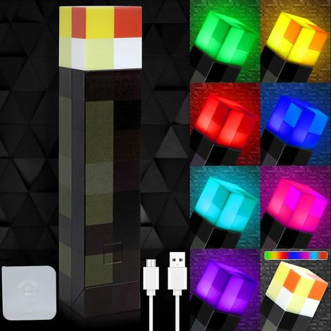 Lampe torche LED rechargeable avec veilleuse et 7 modes de couleur, idéale pour décorer une chambre d'enfant ou une salle de jeux. (1/4)