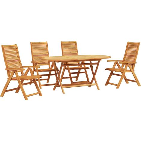 Garten Essgruppe 5 pcs Braun Massivholz Akazie vidaXL