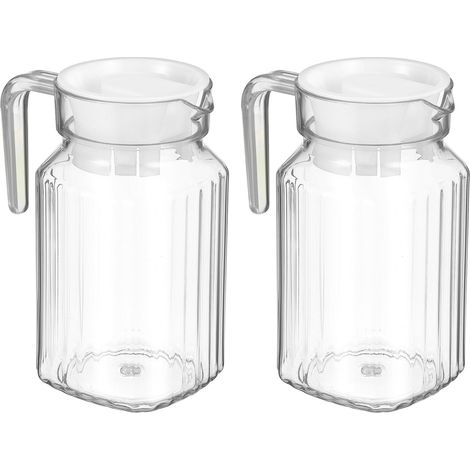 Pichet En Verre - Carafe Carrée En Verre Borosilicate Avec Couvercle Et Poignée - Pour Thé Glacé Café Jus Lait - Lot De 2 (1/5)