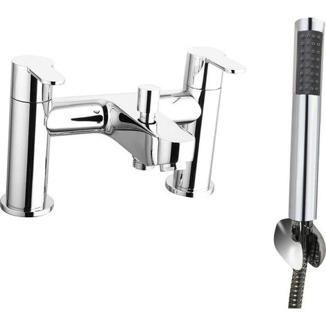 Aquariss Bath Taps with Shower Bathroom Tub Taps Dual Lever Mixers Monobloc Chrome Brass
