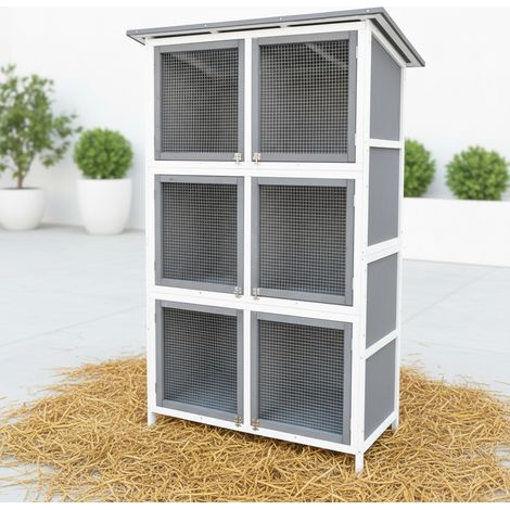 Clapier enclos extérieur cage à lapins 6 cases clapier en bois pour petits animaux cage à lapins étable cage poulailler cage à hamster lapin (1/5)