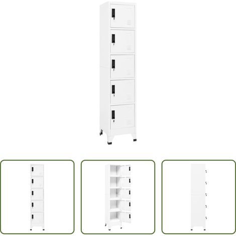 Schrank - Schließfachschrank Weiß 38x40x180 cm Stahl (1/5)