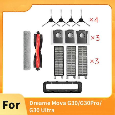 NALOOKAMIC Lot de 13 pièces pour aspirateur Dreame Mova G30/G30 Pro/G30 Ultra : brosse, filtre HEPA, sac à poussière et chiffon de nettoyage. (1/4)
