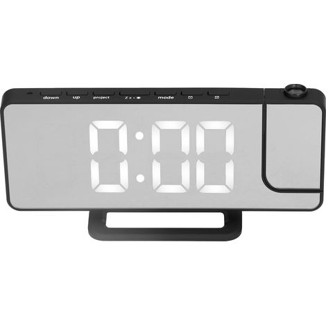Réveil Projection LED Numérique avec Miroir, Rechargeable, 6 Niveaux de Luminosité, Horloge de Chevet