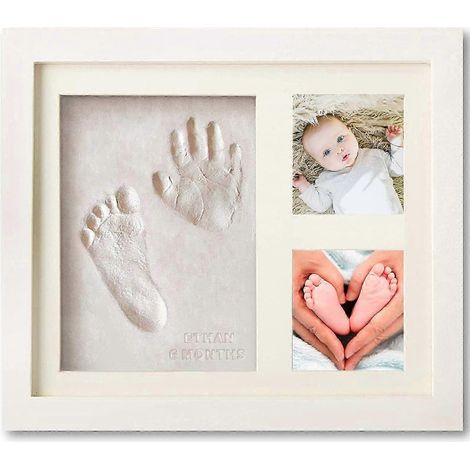 Kit d'empreintes de mains et de pieds de bébé, cadre souvenir pour nouveau-né garçon et fille - Cadeau de naissance pour une baby shower ou une chambre de bébé (garçon ou fille) (1/5)