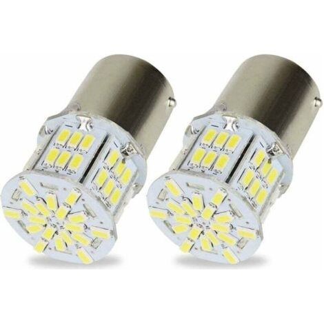 2Pcs Ampoules 1156 BA15S P21W LED Lampe 3014 54SMD Super Brillant Blanche pour Voiture Auto Feu Arrière Les Clignotants Lampe Feux de Recul 12V 6500K (1/5)