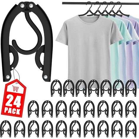 Paquete de 24 perchas de viaje: perchas plegables y portátiles para viajes (negras) (1/5)