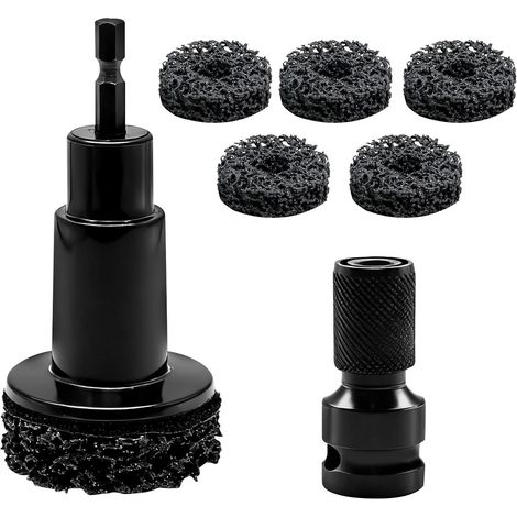 Kit de nettoyage et de réparation de roues comprenant 5 entretoises, un outil de nettoyage de moyeu de roue, un décapant rapide pour goujons et rotors de roue, compatible avec perceuse électrique ou (1/5)