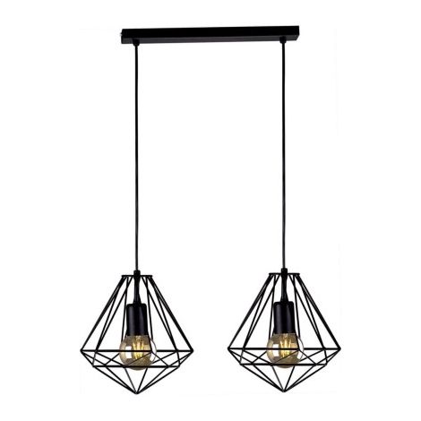 Lampada sospensione loft nera metallo 2xE27 Kaja Marko