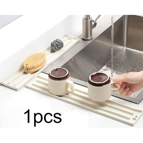 Support universel pour couvercles de casseroles, tapis de rangement en silicone, organisateur pour sécher et essorer, blanc cassé (1/3)