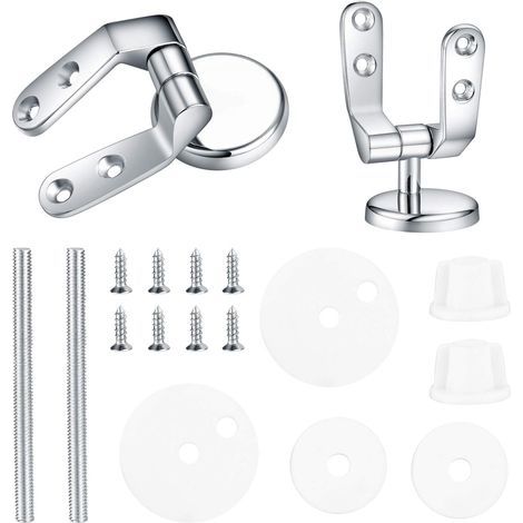 Toilet Seat Hinge, Toilet Seat Replacement Fixing Kit, Toilet Hinge Fixings, for Wood Resin Toilet Seats - 2 Pcs (1/5)