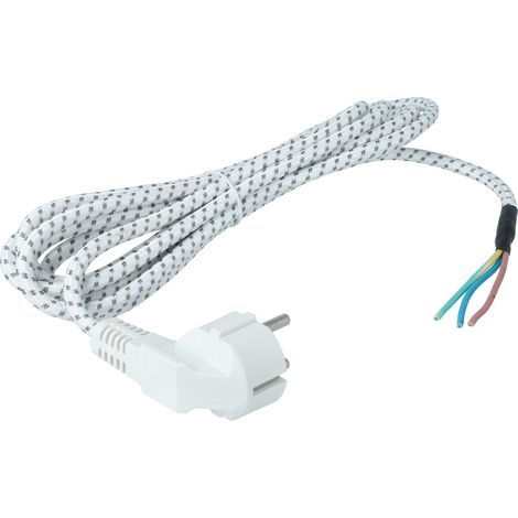 vhbw Universal Stromkabel, Anschlussleitung kompatibel mit Bügeleisen (2.80m) - flexible, robust, passgenau mit Schutzkontakt-Stecker und Aderenden