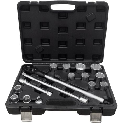 Kit Bussole/Boccole poligonali 16 pezzi 3/4 cromo vanadio con chiave a cricchetto