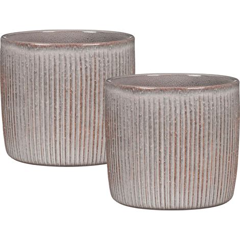 Scheurich Solido Linea, set de 2 pots à fleurs en céramique, coloris: Seashell, 15 cm de diamètre, 13,7 cm de hauteur, 1,9 l vol.