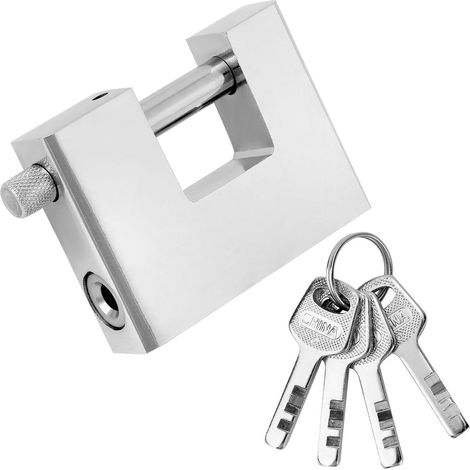 Cadenas robuste 70mm avec 3 clés, résistant aux intempéries, acier inoxydable, pour abri de jardin, portail, garage
