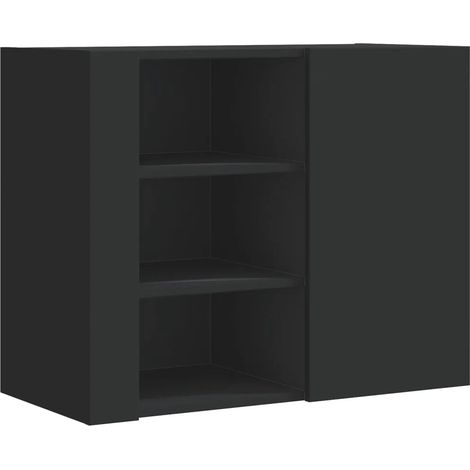 Pratico armadio a muro moderno 75 x 35 x 60 cm con spazio di archiviazione ottimizzato in legno multistrato nero 020049562