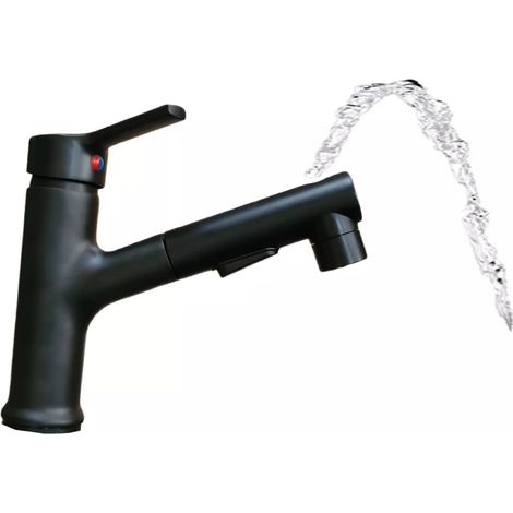 RUBINETTO DA BAGNO DOCCETTA MISCELATORE ESTRAIBILE LAVELLO NERO FONTANELLA 1803 (1/6)
