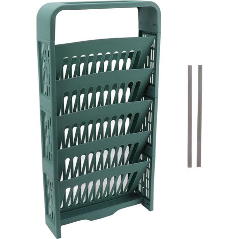 Étagère à livres 5 niveaux grande capacité compacte robuste durable avec boîte à fournitures pour classe maison vert (1/5)