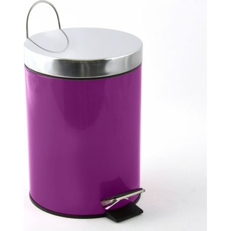 Poubelle à pédale Inox 3L Violet MSV (1/5)