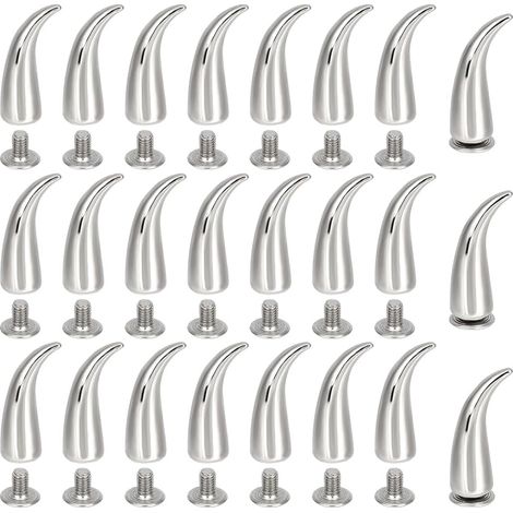 40 Ensemble Pointes et Clous pour Griffes de Chat Rivets Coniques à Vis de 20mm Rivets Métalliques Punk Pointes à Vis pour Sac Chaussures Cuir Vêtements Bricolage Décor Punk Rock, Platine (1/5)