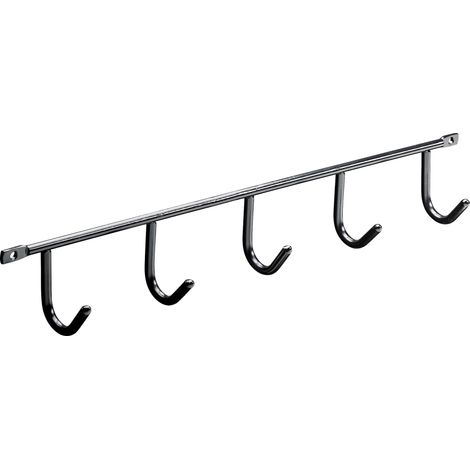 Hettich Garderobenleiste 5 Haken Stahl 35 x 5,2 x 3,5 cm schwarz Garderobenhaken