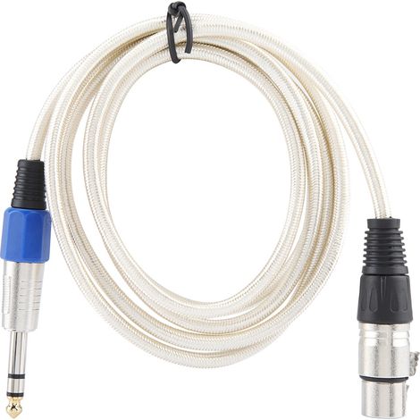 Câble d'interconnexion modifié 6,35 mm blindé pour autoradio, 1,8 m, argent blanc (1/5)