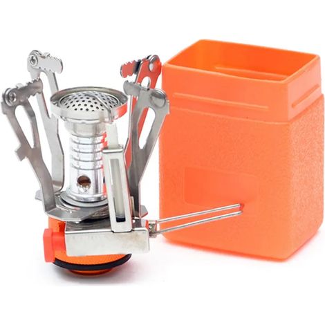 Réchaud à gaz portable mini, pliable, puissant et résistant, idéal pour le camping. Réchaud à gaz intégré, allume-gaz pliable et réchaud de cuisine portable. (1/5)