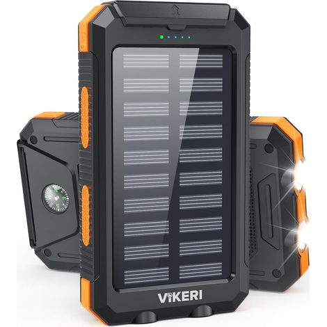 Chargeur Solaire 26800 mAh, Batterie Externe Solaire Etanche, Port USB-C pour Une Charge Rapide, Batterie Solaire avec 4 Prises, pour Smartphones, Tablettes, etc. (Orange) 4 ports, étanche IP67, lamp (1/5)