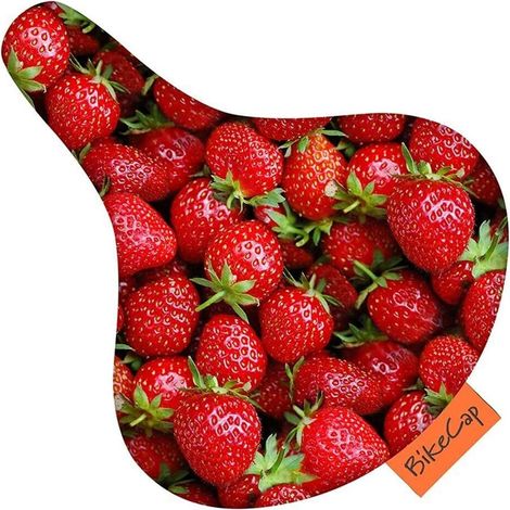 BikeCap - Housse de selle de vélo, housse de selle imperméable, housse de selle de vélo, housses de selle à motif fraises