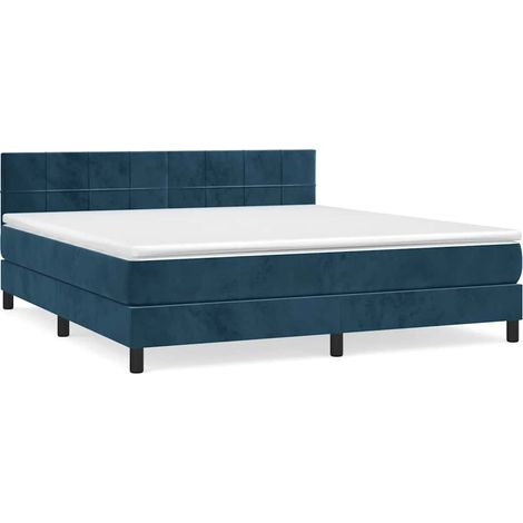 Maison Exclusive - Giroletto a Molle con Materasso Blu Scuro 160x200 cm in Velluto (1/5)