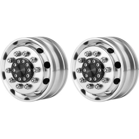 Lot de 2 Jantes Avant en métal pour Tracteur 1/14 RC - Jantes en Alliage Robustes pour Une durabilité Accrue - Kit de Mise à Niveau pour camions et remorques de modèles RC (1/5)