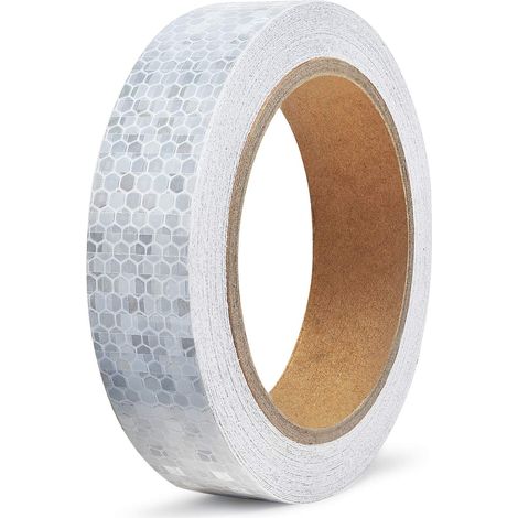 10M Ruban D'avertissement Réfléchissant, Sécurité Réfléchissant Avertissement éclairage Autocollant Ruban Adhésif Rouleau Bande, Couleurs Blanches pour Beautify Vélo Moto Décoration - 2.5cm (1/5)