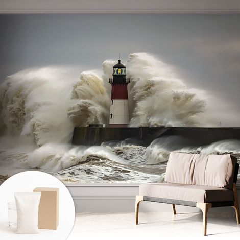 Papier peint décoratif avec colle pour salon, chambre à coucher et bureau – Design moderne et facile à poser Vagues marines 312x219 cm (1/5)