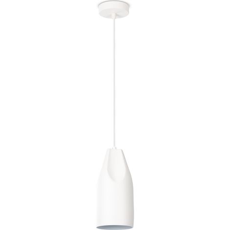 Paco Home Hängeleuchte Wohnzimmer Esstisch Küchenlampe 1,5m Textilkabel Industriell Pendelleuchte - Typ 1, Weiß-Weiß