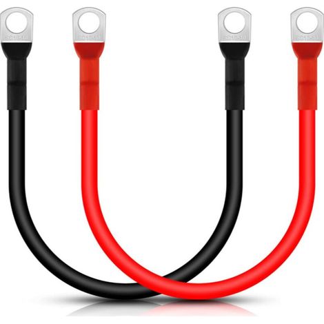 2 Pièces 30cm Câble de Batterie 16mm², Rouge et Noir Câbles d\'Onduleur de Batterie 5AWG avec Cosses à Anneau Fil de Cuivre pour Motos, Voiture Diesel, Marine, Solaires, Camping Cars, (1/5)