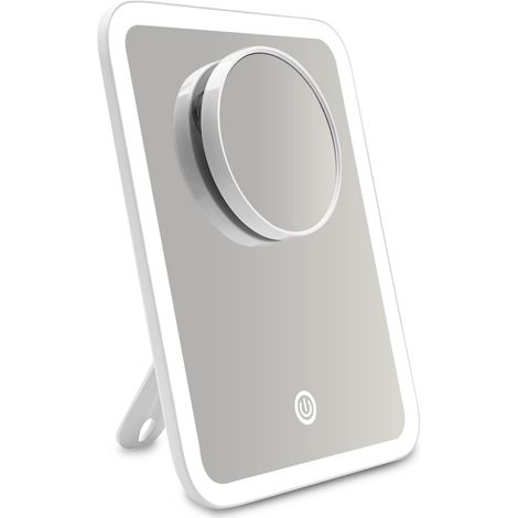 Miroir Lumineux de Maquillage 181  232mm, Miroir de Table avec Écran Tactile, Miroir Lumineux avec Câble USB, Miroir Coiffeuse LED pour Maquillage et Rasage, Blanc (1/5)