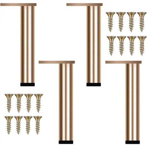 Set of adjustable, gold-tone metal furniture legs modern sofa legs replacement legs for coffee tables, TV stands, and bathroom cabinets. (1/5)