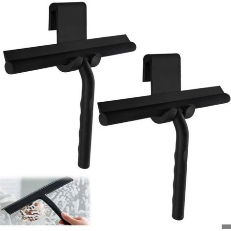Raclette de douche en silicone - OKZ® - Lot de 2 pièces - Longueur 34 cm - Silicone résistant - Crochet inclus