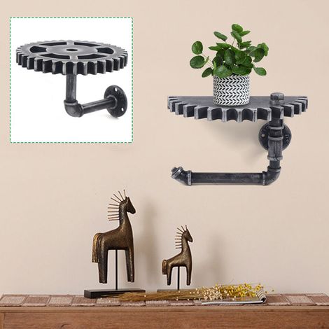 Vintage style industriel étagère murale porte-papier toilette porte-rouleau de papier (1/5)